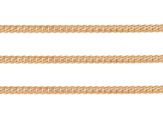 Gold-filled curb chain with 5.05mm x 4.02mm links, sold by the inch.