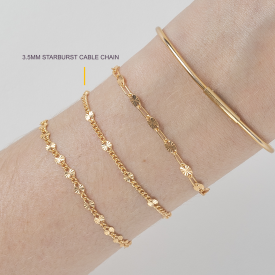 Gold Filled 3.50mm Starburst Cable Chain RIVA Precision 