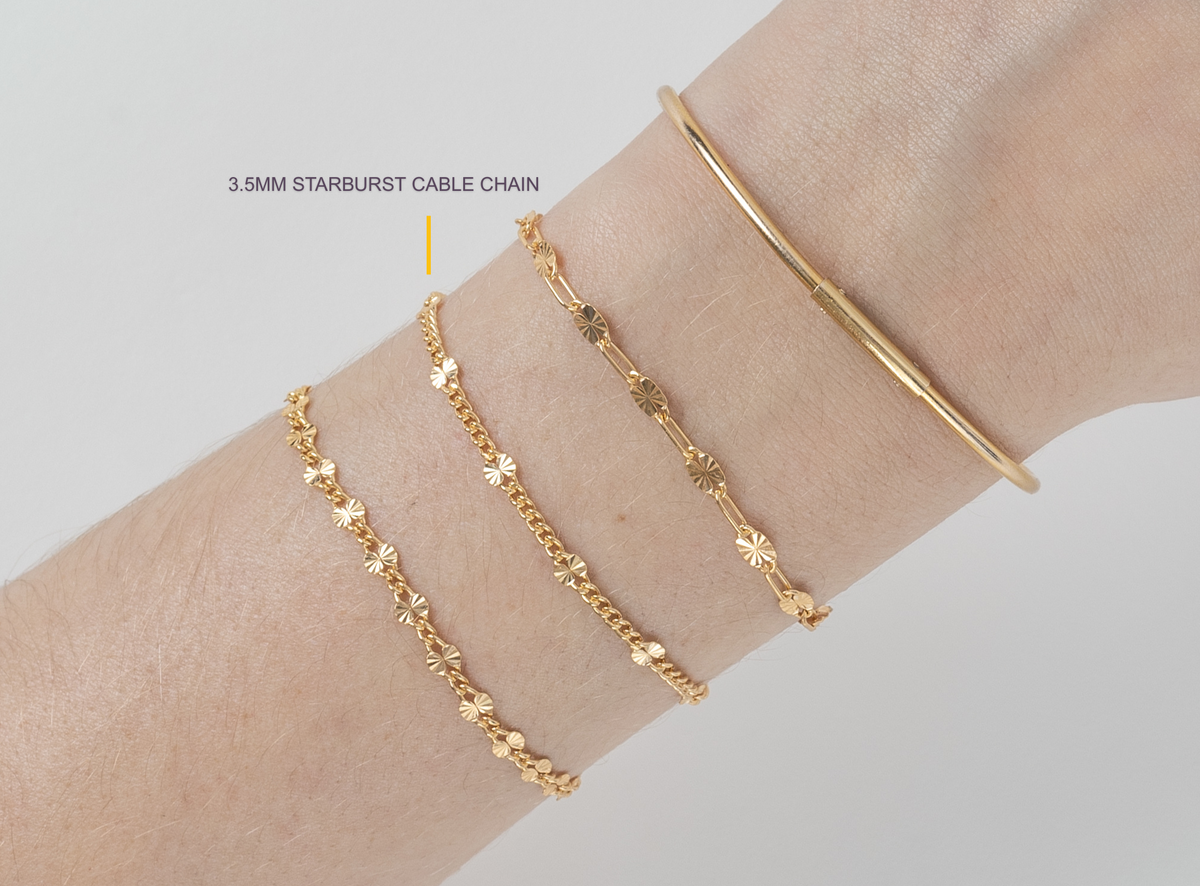 Gold Filled 3.50mm Starburst Cable Chain RIVA Precision 