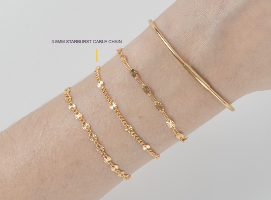 Gold Filled 3.50mm Starburst Cable Chain RIVA Precision 