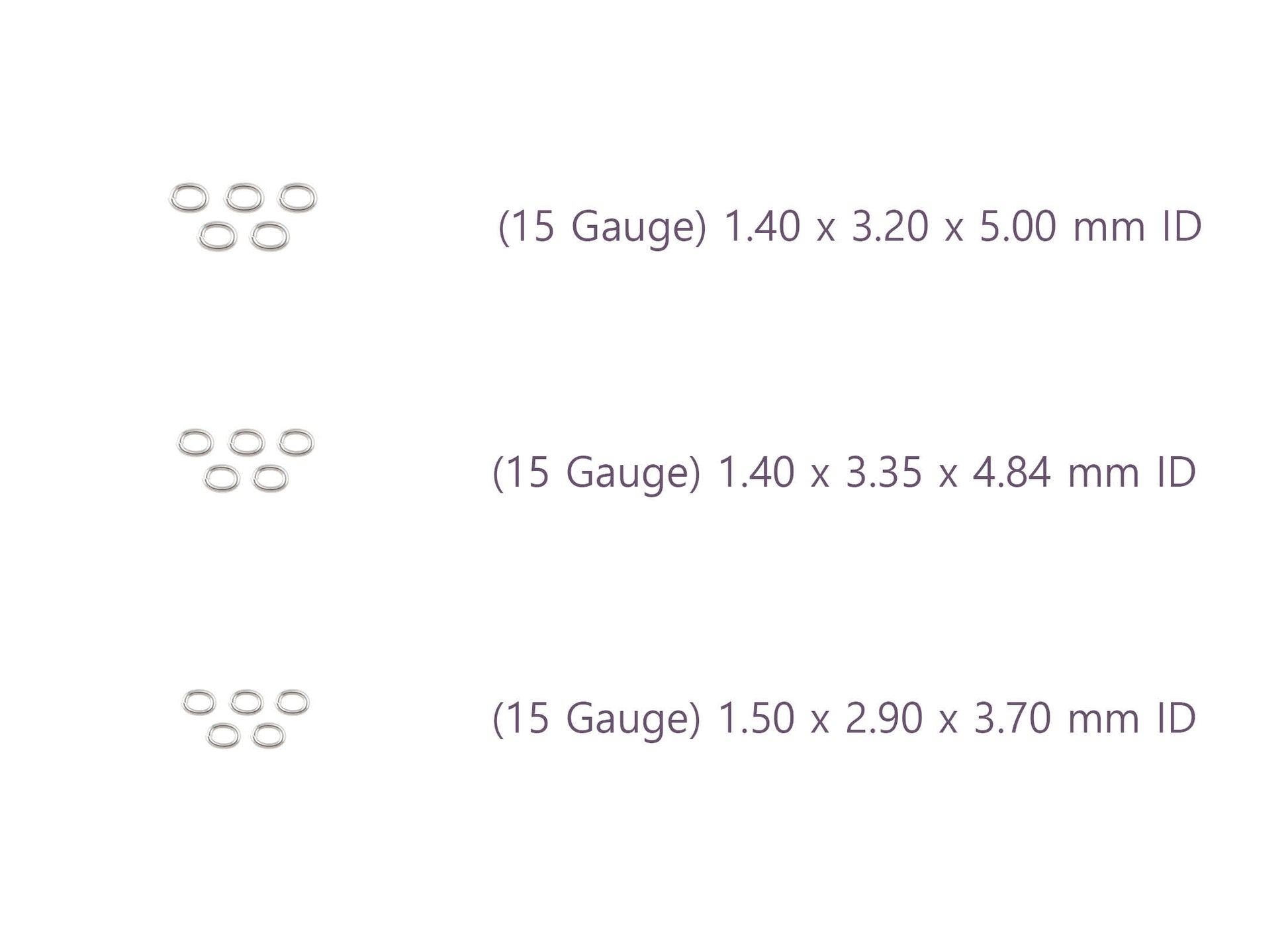 Measurement details of silver jump rings with dimensions RIVA Precision
