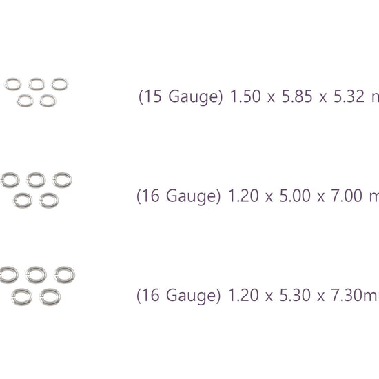 Measurement details of jump rings in different gauges RIVA Precision 