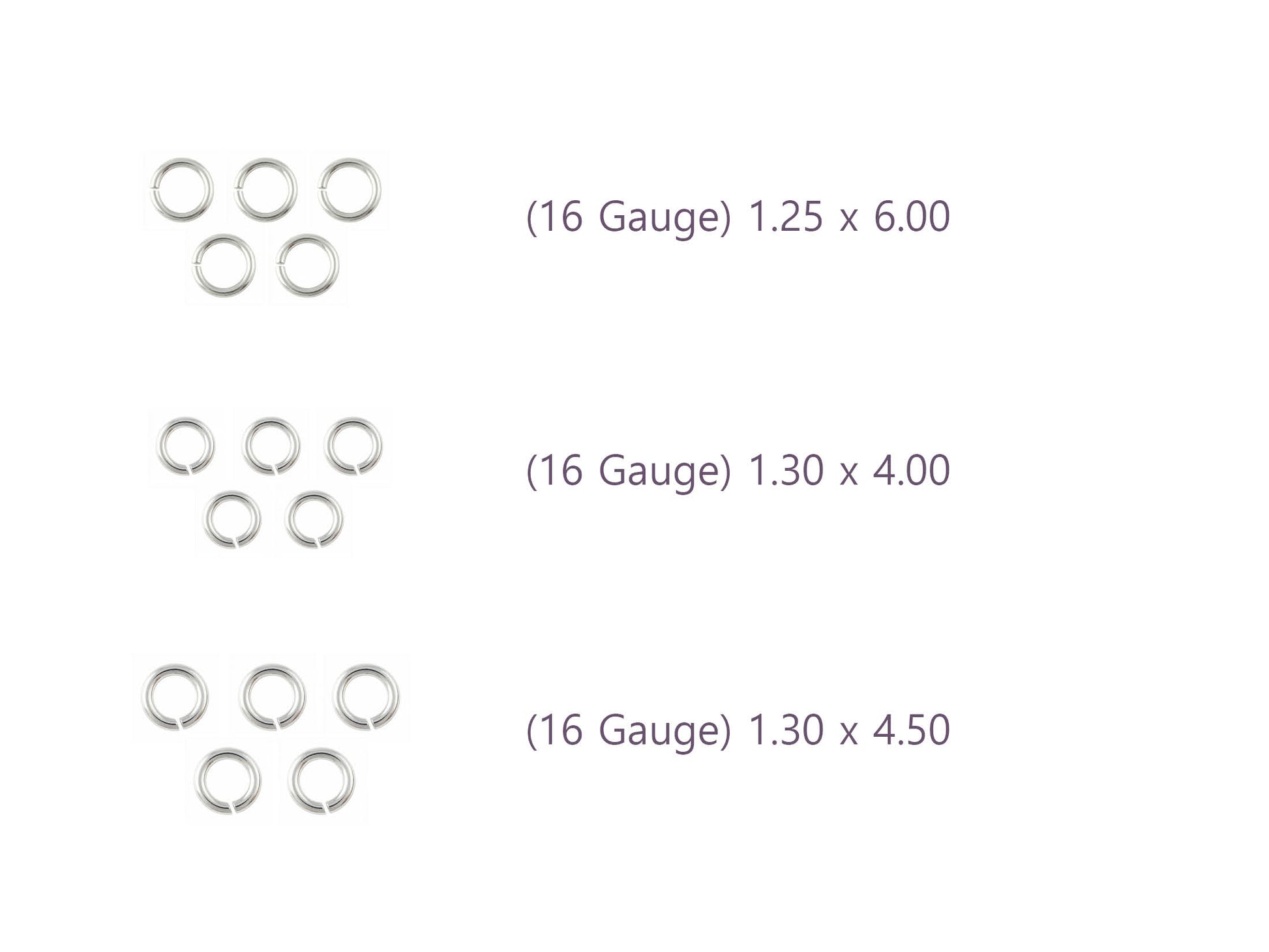 16 Gauge Sterling Silver Round Jump Rings Riva Precision 