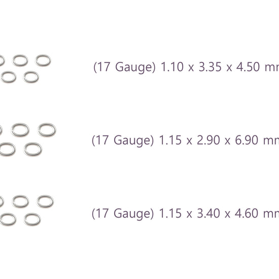 Three sets of jump rings with dimensions riva precision 