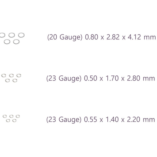Technical specifications of Jump Rings, cylindrical components, with gauge sizes RIVA Precision
