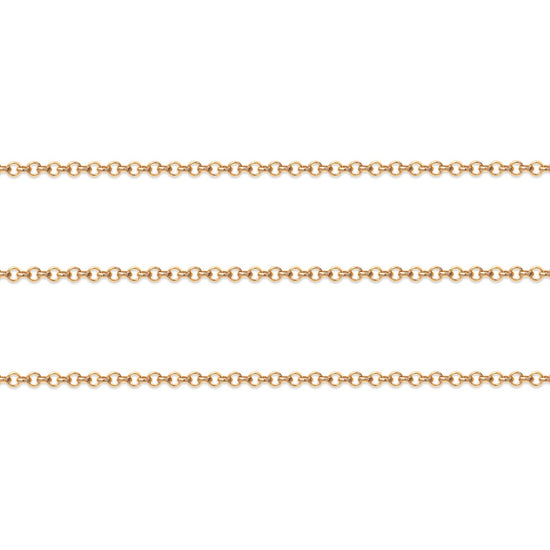 Gold 2.2mm rolo chain on a white background