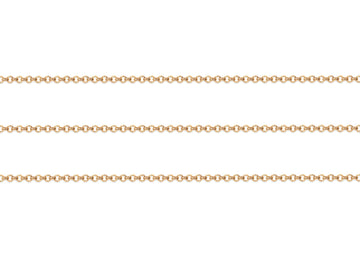 Gold 2.2mm rolo chain on a white background