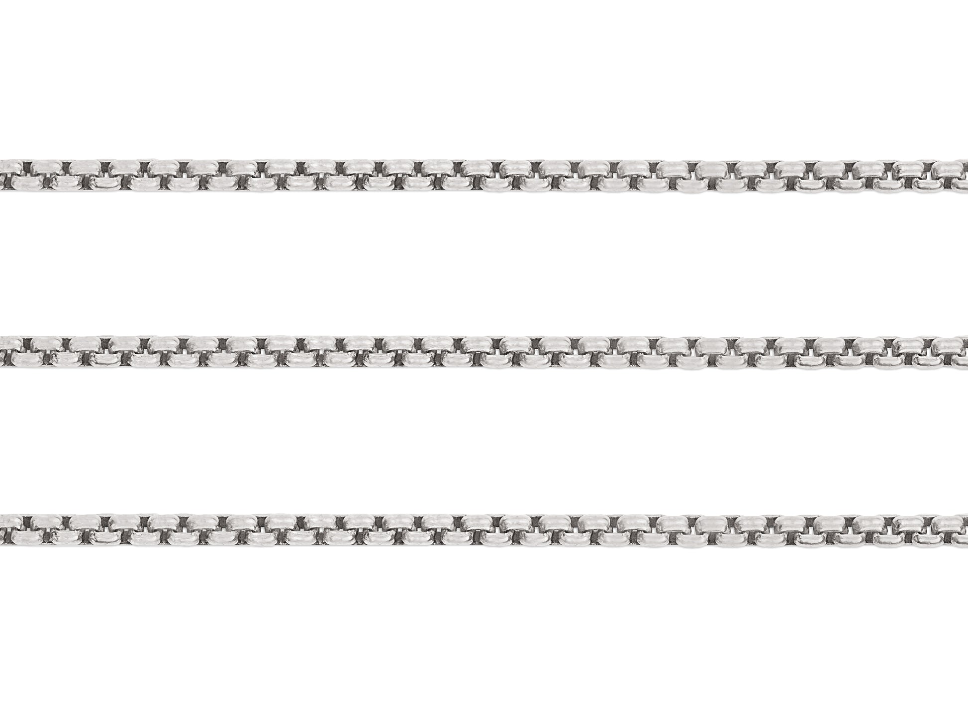 2.6mm Box Chain by the Inch Sterling Silver Necklace Jewelry Riva Ethical Bulk Made in USA, Brooklyn NY
