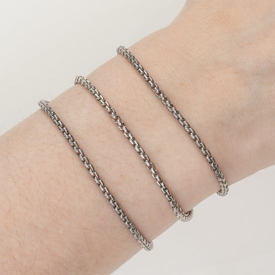 Sterling Silver 2.6mm Box Chain Necklace RIVA Precision 