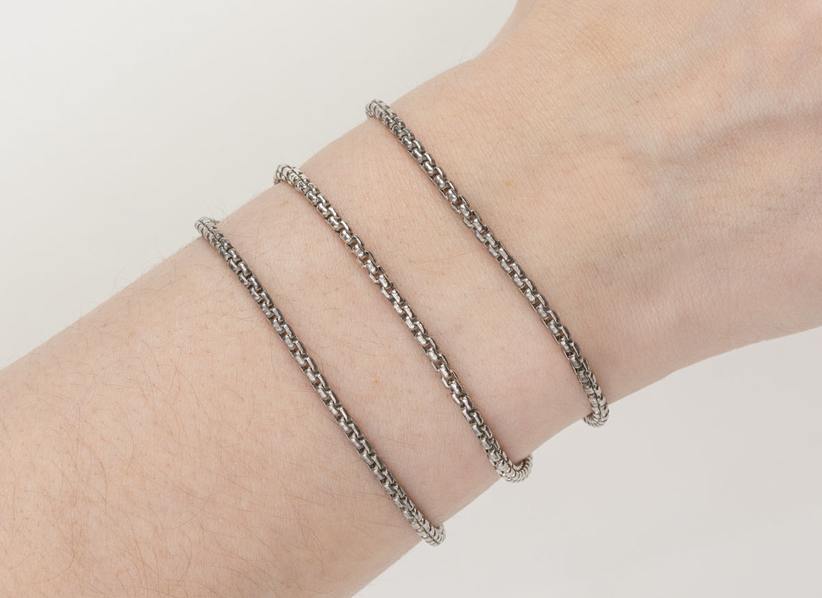 Sterling Silver 2.6mm Box Chain Necklace RIVA Precision 