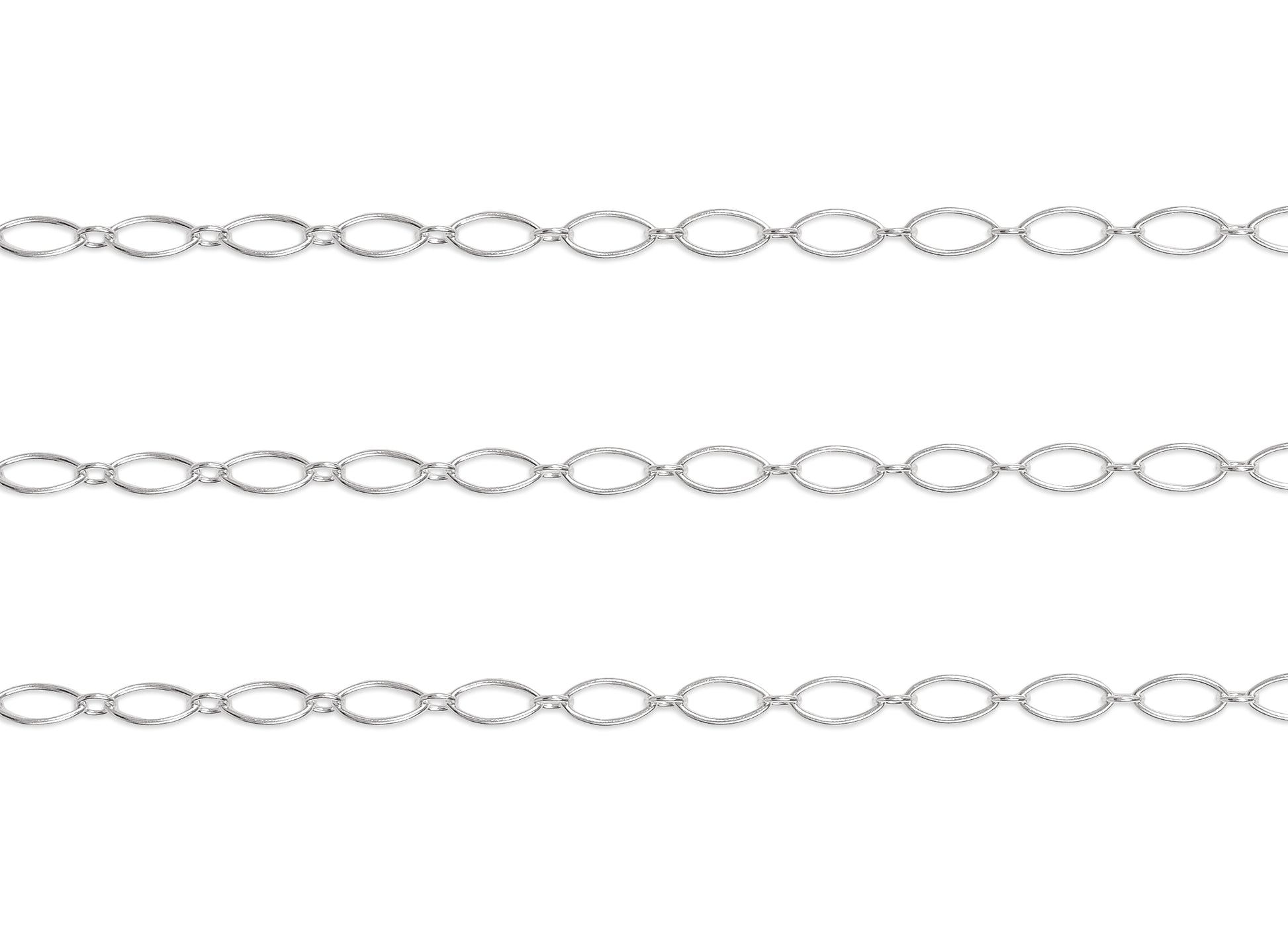 2.7mm, 3mm Figaro Chain By the Inch Sterling Silver Necklace Jewelry Riva Ethical Bulk Made in USA, Brooklyn NY