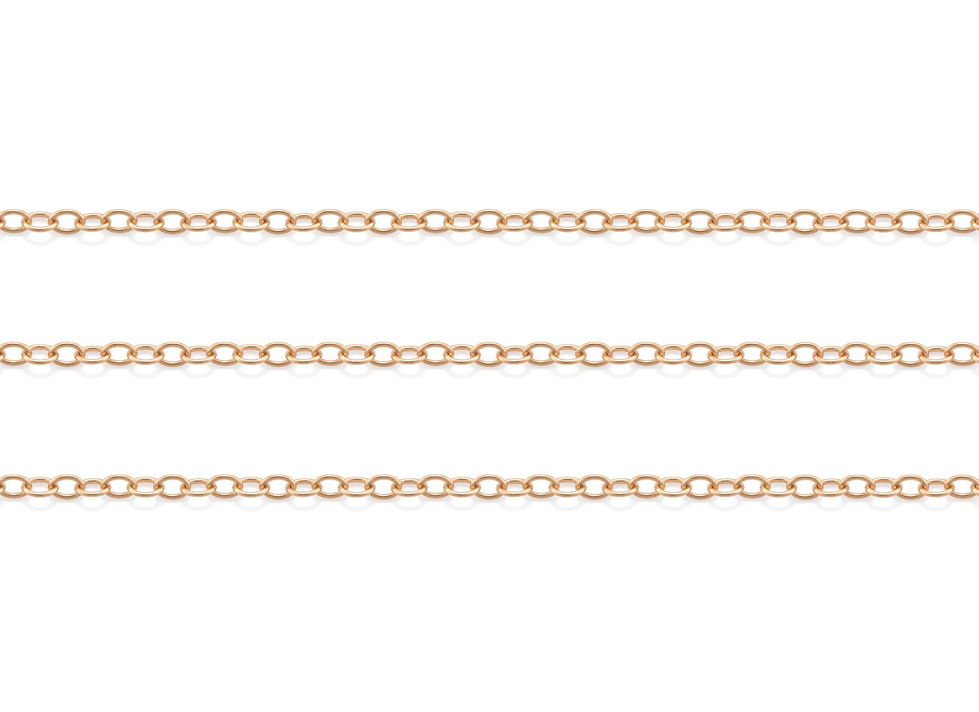 Gold 3.3 cable chain on a white background
