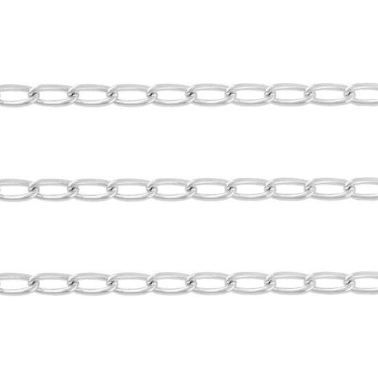 3.5mm Round Paperclip Chain By the Inch Sterling Silver Necklace Jewelry Riva Ethical Bulk Made in USA, Brooklyn NY