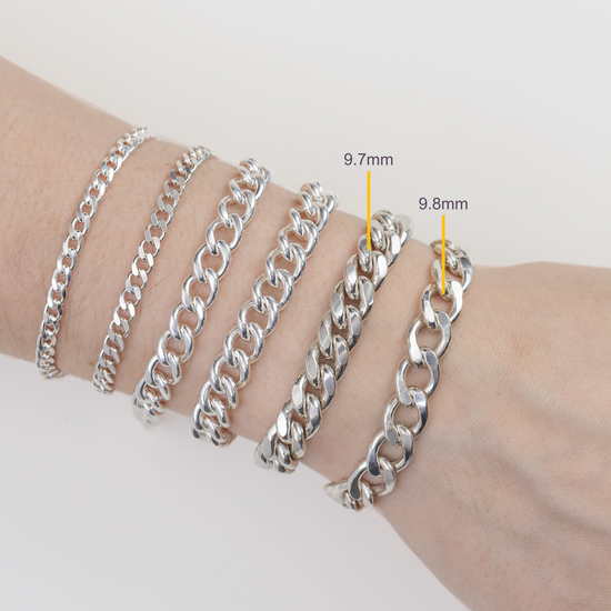 Sterling Silver 9.7mm Curb Chain RIVA Precision 
