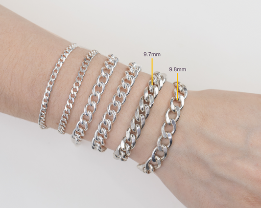 Sterling Silver 9.7mm Curb Chain RIVA Precision 