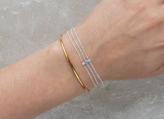 3 Prong-Set Birthstone Multi-Chain Connector Bar