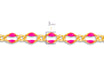 Gold chain with pink links on a white background