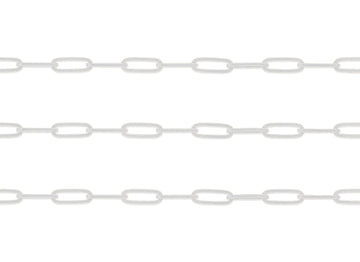 A flat square paperclip chain made of sterling silver, depicted against a white background.