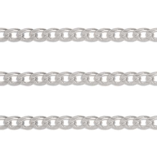 4.3mm Curb Chain By the Inch  Sterling Silver Necklace Jewelry Riva Ethical Bulk Made in USA, Brooklyn NY