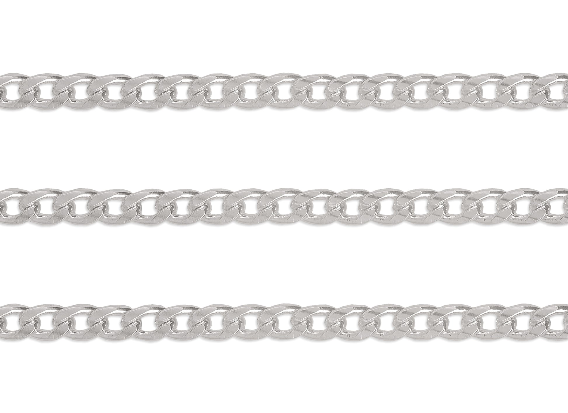 4.3mm Curb Chain By the Inch  Sterling Silver Necklace Jewelry Riva Ethical Bulk Made in USA, Brooklyn NY