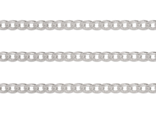 4.3mm Curb Chain By the Inch  Sterling Silver Necklace Jewelry Riva Ethical Bulk Made in USA, Brooklyn NY
