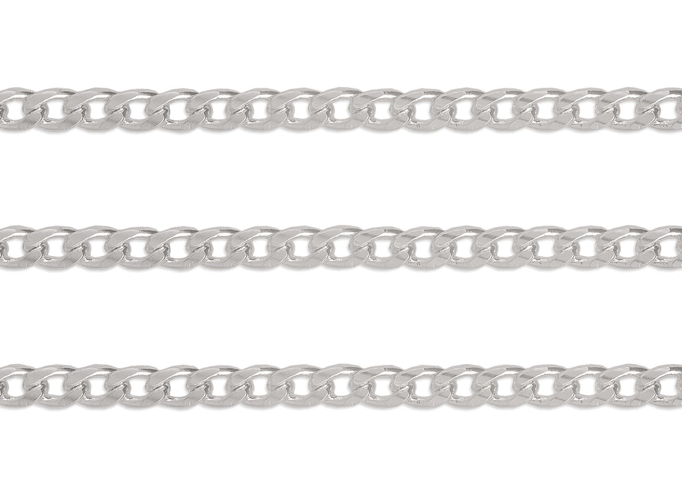 4.3mm Curb Chain By the Inch  Sterling Silver Necklace Jewelry Riva Ethical Bulk Made in USA, Brooklyn NY