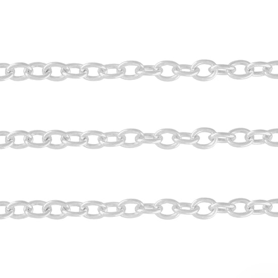 4mm Cable Chain By the Inch 4mm  Sterling Silver Necklace Jewelry Riva Ethical Bulk Made in USA, Brooklyn NY Cable Chain By the Inch