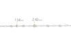 Silver bracelet with measurements on a white background