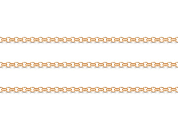 Gold 4mm rolo chain on a white background