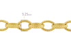 Gold chain with measurement label on a white background