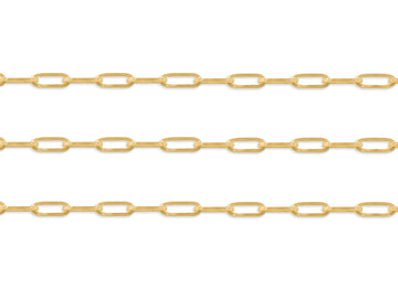 Gold 5.2mm round paperclip chain on a white background
