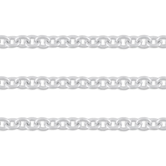 6.06mm, 6mm Cable Chain By the Inch Sterling Silver Necklace Jewelry Riva Ethical Bulk Made in USA, Brooklyn NY