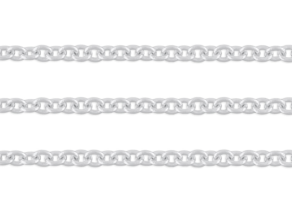 6.06mm, 6mm Cable Chain By the Inch Sterling Silver Necklace Jewelry Riva Ethical Bulk Made in USA, Brooklyn NY