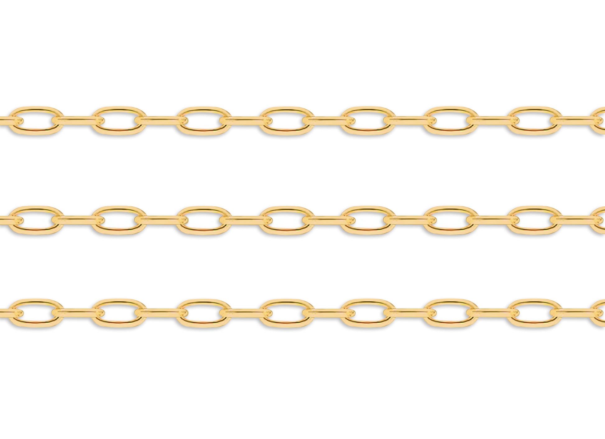 Gold 6.2mm round paperclip chain on a white background