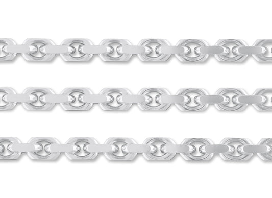 6.3mm Diamond Cut Rolo Chain By the Inch Sterling Silver Necklace Jewelry Riva Ethical Bulk Made in USA, Brooklyn NY