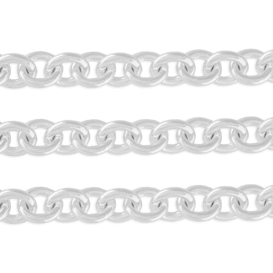 7.65mm Cable Chain By the Inch Sterling Silver Necklace Jewelry Riva Ethical Bulk Made in USA, Brooklyn NY