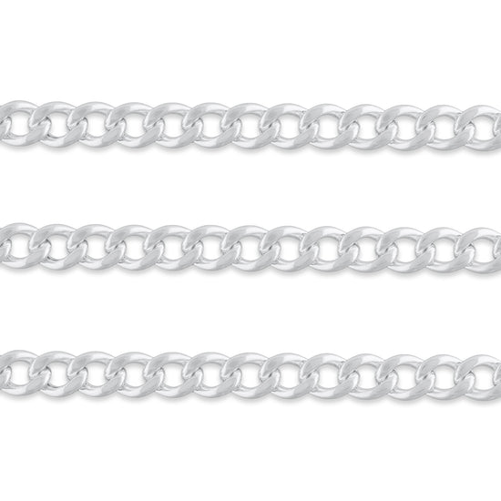7.96mm, 8mm Curb Chain By the Inch Sterling Silver Necklace Jewelry Riva Ethical Bulk Made in USA, Brooklyn NY