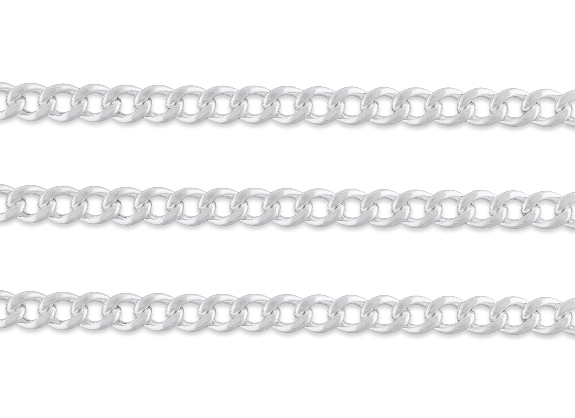 7.96mm, 8mm Curb Chain By the Inch Sterling Silver Necklace Jewelry Riva Ethical Bulk Made in USA, Brooklyn NY