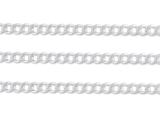 7.96mm, 8mm Curb Chain By the Inch Sterling Silver Necklace Jewelry Riva Ethical Bulk Made in USA, Brooklyn NY