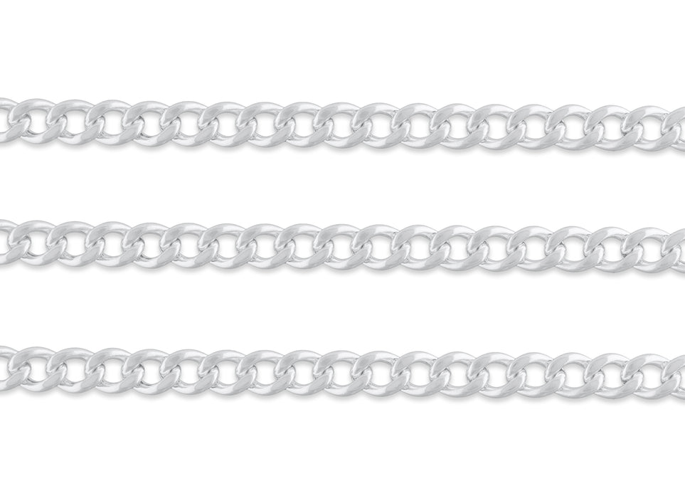 7.96mm, 8mm Curb Chain By the Inch Sterling Silver Necklace Jewelry Riva Ethical Bulk Made in USA, Brooklyn NY