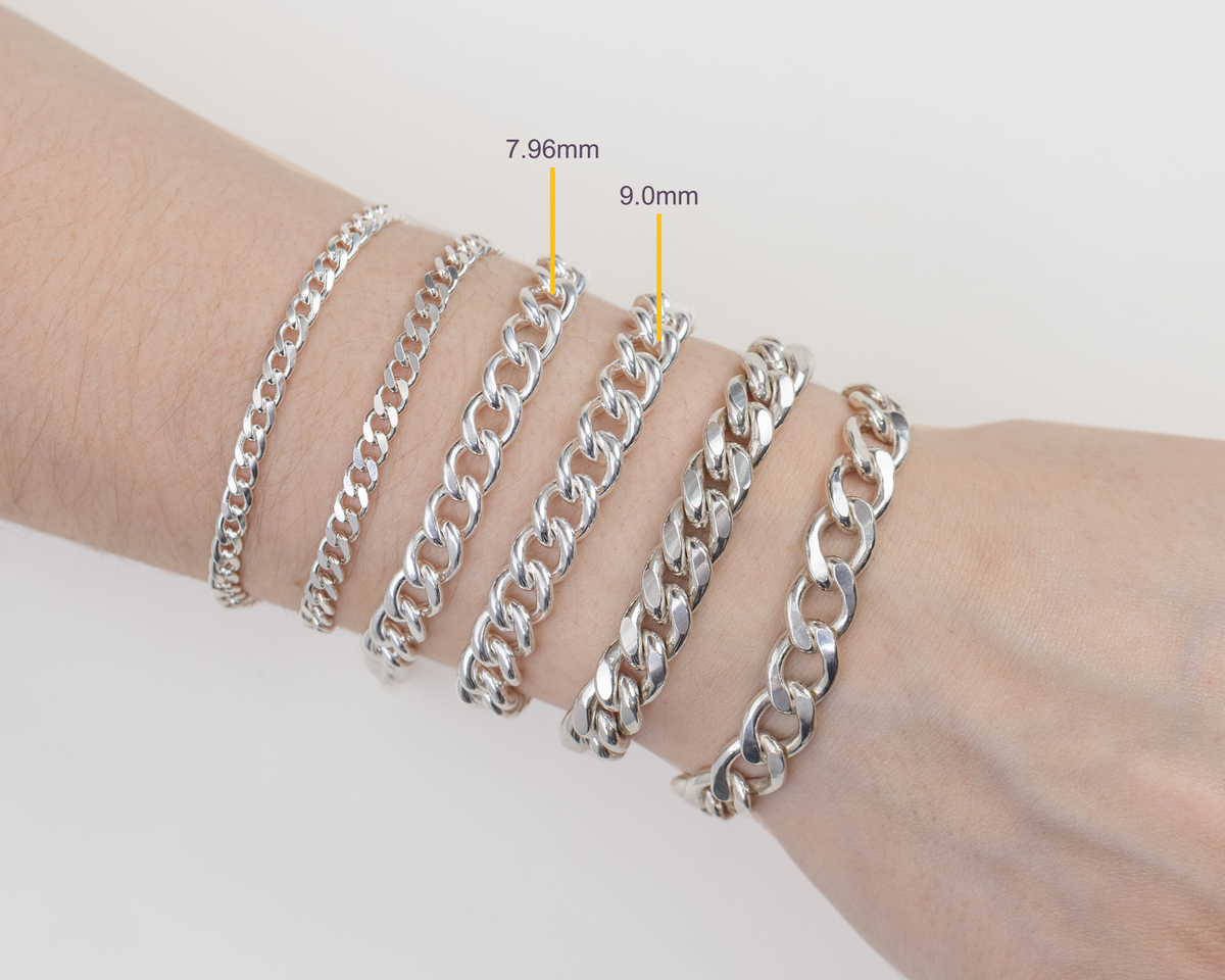 Sterling Silver 7.96mm Curb Chain RIVA Precision 