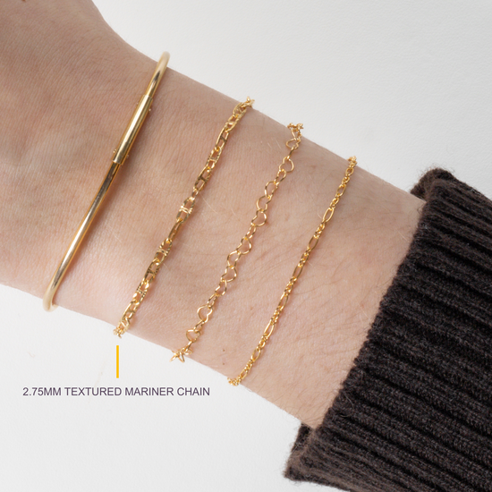 Gold Filled 2.75mm Textured Mariner Chain RIVA Precision 