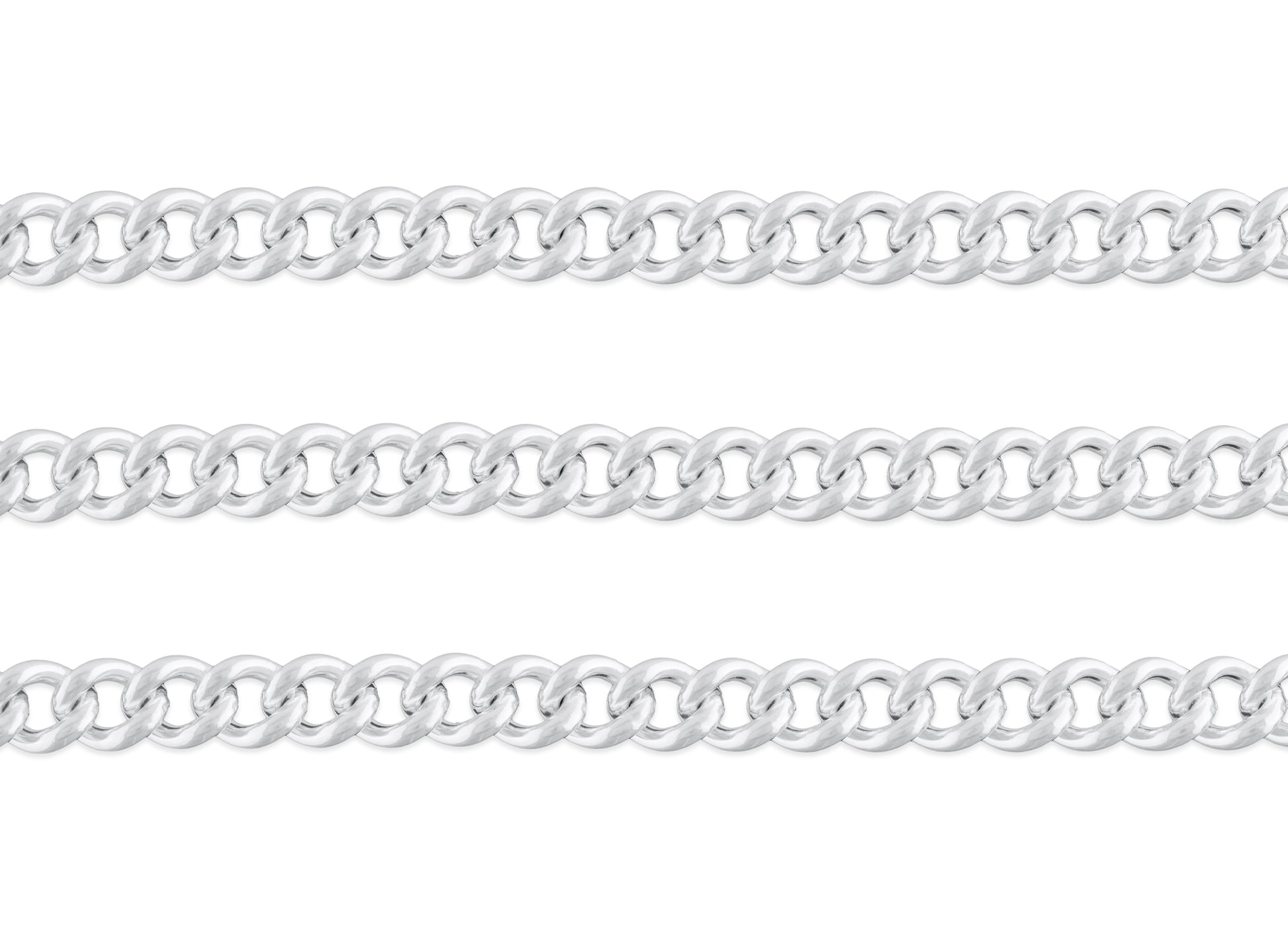 9.0mm Curb Chain By the Inch Sterling Silver Necklace Jewelry Riva Ethical Bulk Made in USA, Brooklyn NY