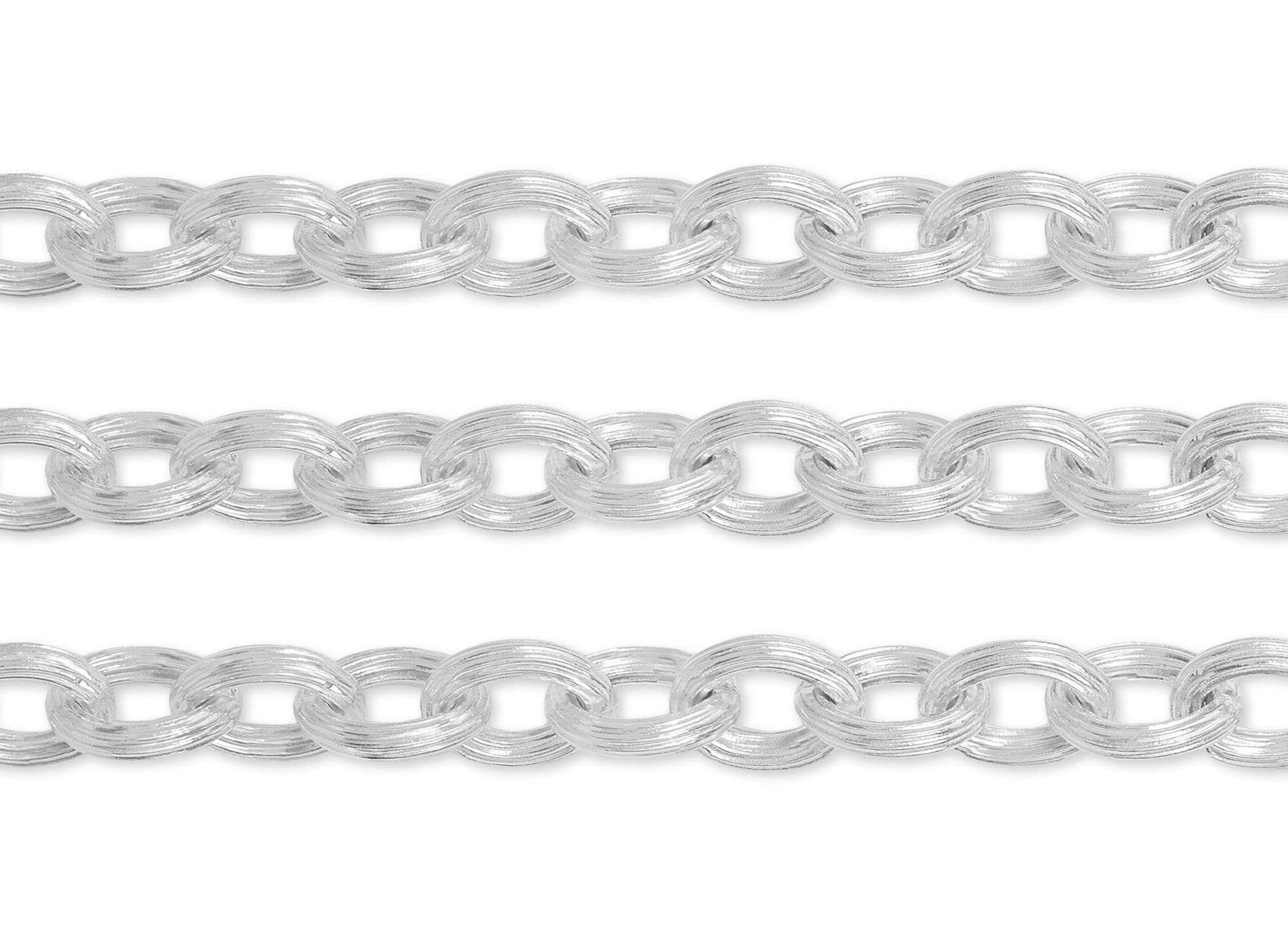 9.25mm, 9.3mm Textured Cable Chain By the Inch Sterling Silver Necklace Jewelry Riva Ethical Bulk Made in USA, Brooklyn NY