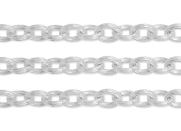9.25mm, 9.3mm Textured Cable Chain By the Inch Sterling Silver Necklace Jewelry Riva Ethical Bulk Made in USA, Brooklyn NY