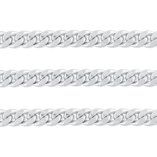 9.7mm, 10mm Curb Chain By The inch Sterling Silver Necklace Jewelry Riva Ethical Bulk Made in USA, Brooklyn NY