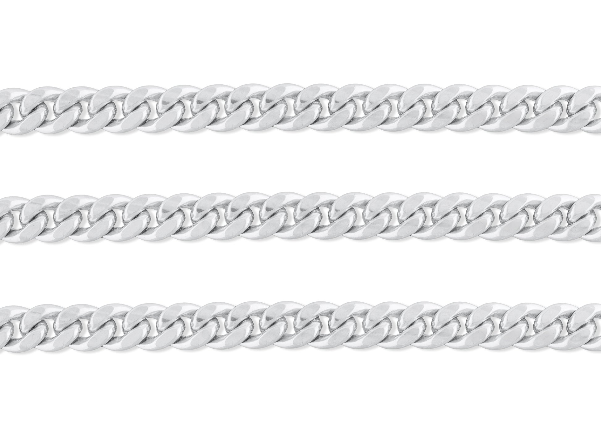 9.7mm, 10mm Curb Chain By The inch Sterling Silver Necklace Jewelry Riva Ethical Bulk Made in USA, Brooklyn NY