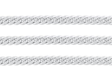 9.7mm, 10mm Curb Chain By The inch Sterling Silver Necklace Jewelry Riva Ethical Bulk Made in USA, Brooklyn NY