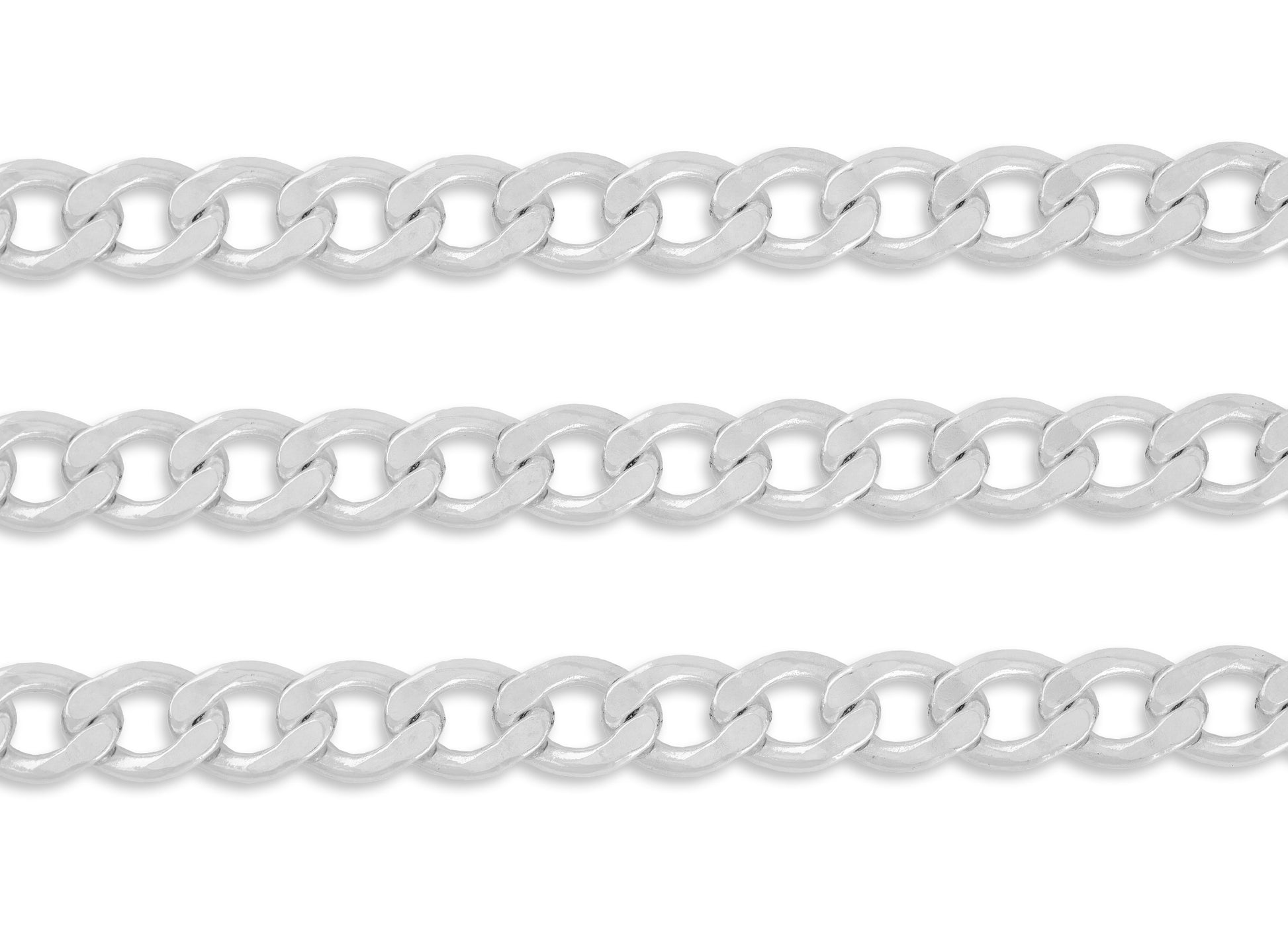 9.8mm , 10mm Curb Chain By the Inch Sterling Silver Necklace Jewelry Riva Ethical Bulk Made in USA, Brooklyn NY