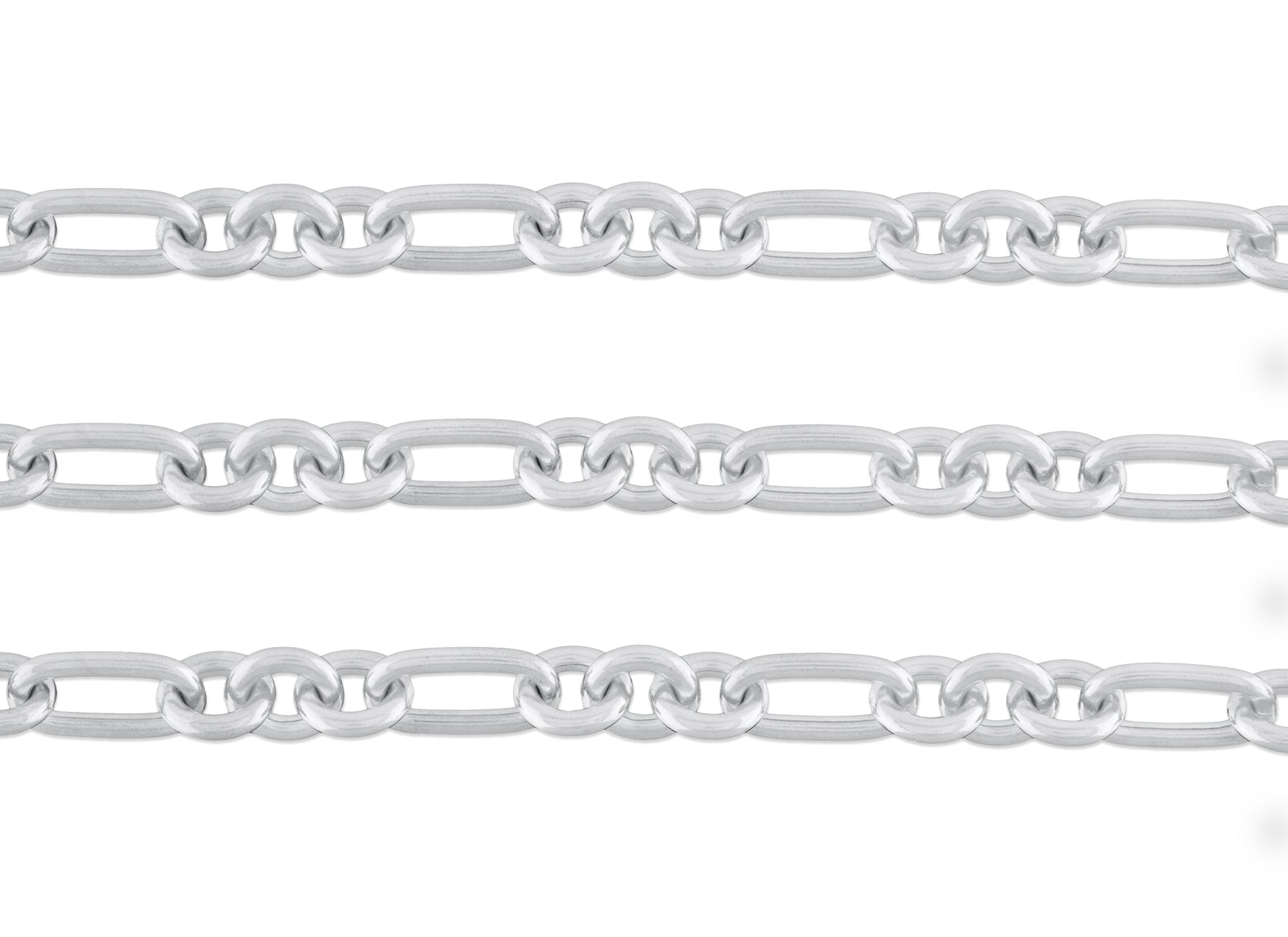 9.9mm 10mm Figaro Chain By The inch  Sterling Silver Necklace Jewelry Riva Ethical Bulk Made in USA, Brooklyn NY